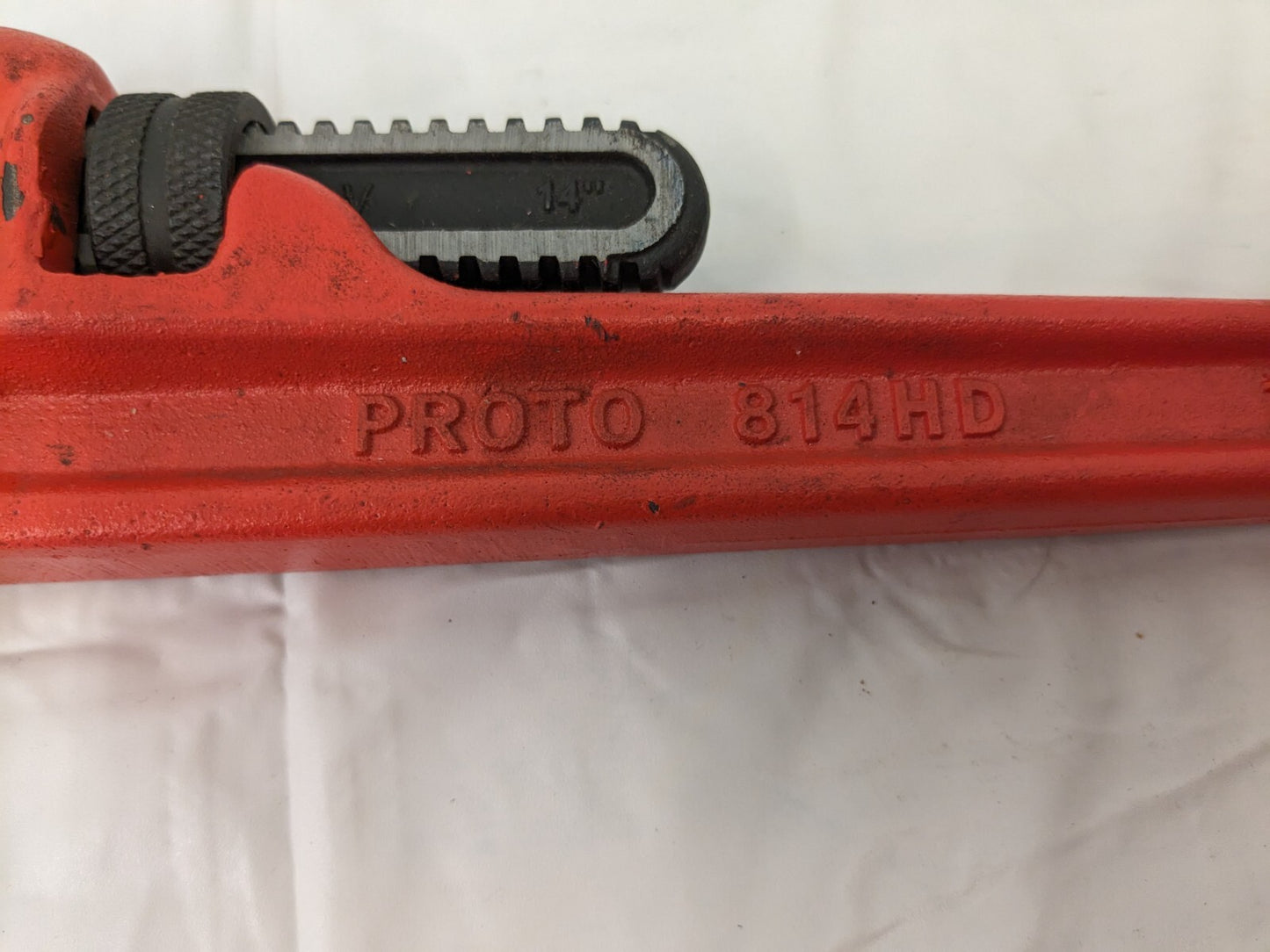 PROTO Straight Pipe Wrench: 14" OAL, Steel J814HD