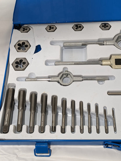 Interstate Tap & Die Set: 1/8-44 to 3/4-16 Taps, 1/8-44 to 3/4-16 Dies 03959160