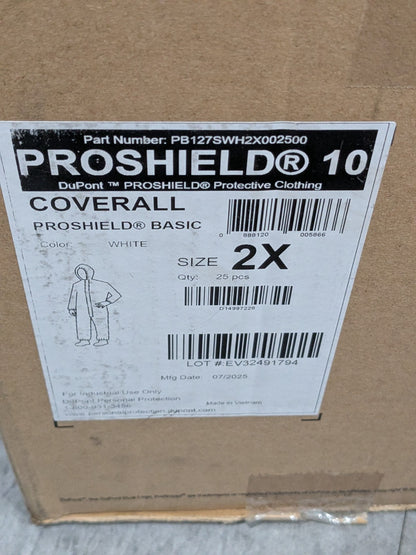 Dupont Disposable Coveralls Liquid, Splash & Abrasion Sz 2XL Qty 25 PB127SWH2X