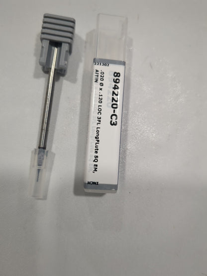 HARVEY TOOL Square End Mill: 0.50 mm Dia, 3 Fl Solid Carbide 894220-C3