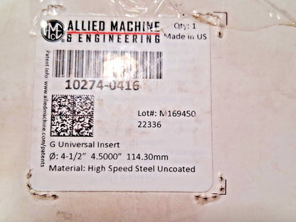 Allied Machine and Engineering Spade Drill Insert 4-1/2" Dia 10274-0416