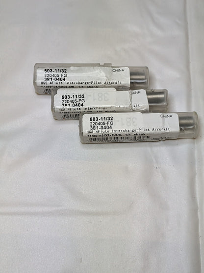 Michigan Drill 11/32 HSS 4 Flute Intchng Pilot Ac Cbore Ss Qty 3 381-0404