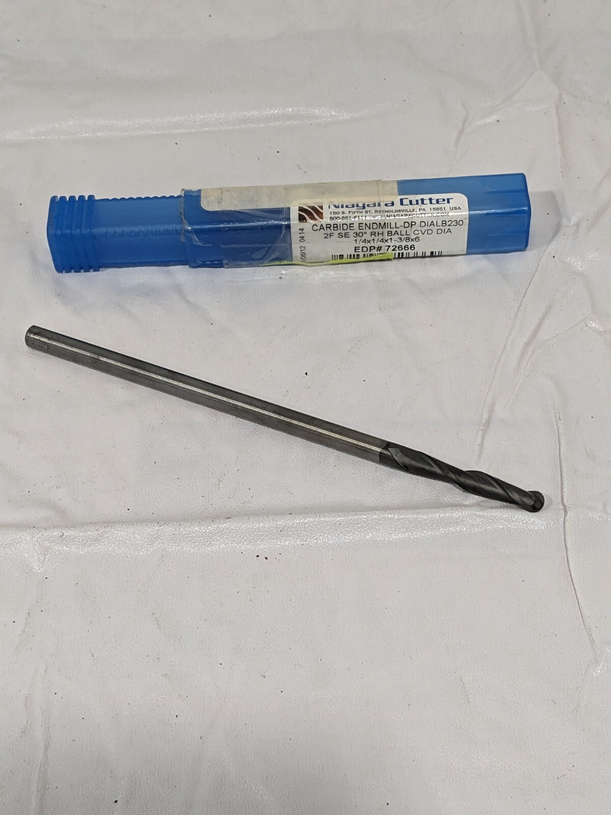 Niagara Cutter Solid Carbide Ball End Mill 1/4" Diam, 1-3/8" LOC, 2 FL 72666