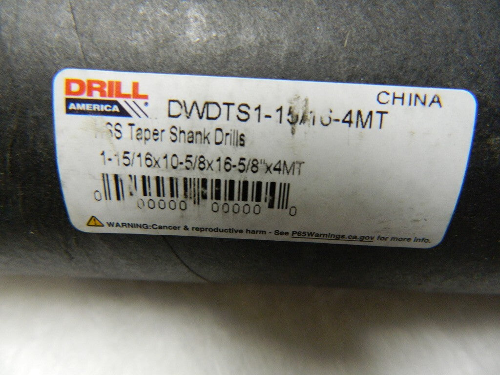 AmericaDrill 1-15/16", 4MT 118° Point High Speed Steel Taper Shank Drill Bit