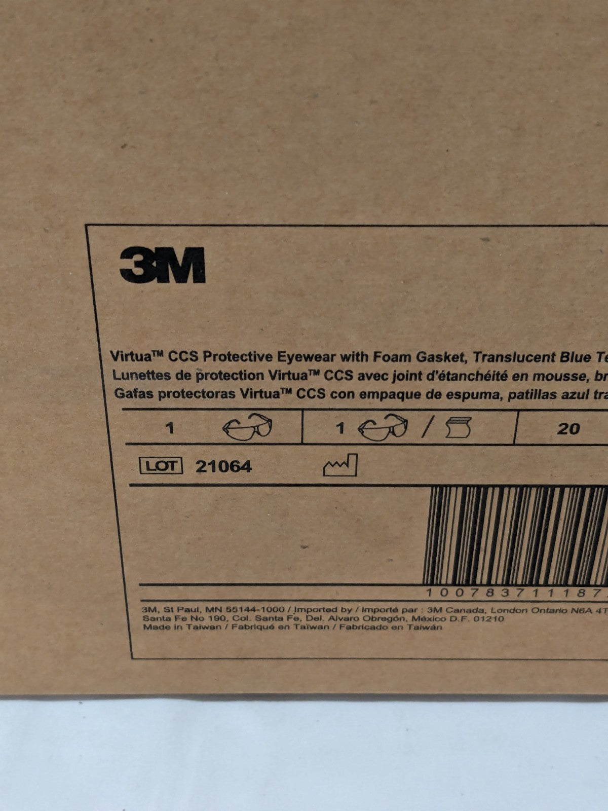 (20) 3M Safety Glasses, Anti-Fog Scratch-Resistant Polycarbonate 7000128259