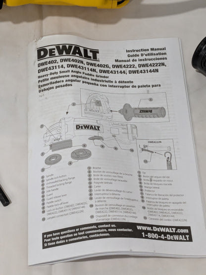 DeWALT Corded Angle Grinder 4-1/2" Wheel Dia, 11000 RPM DWE402