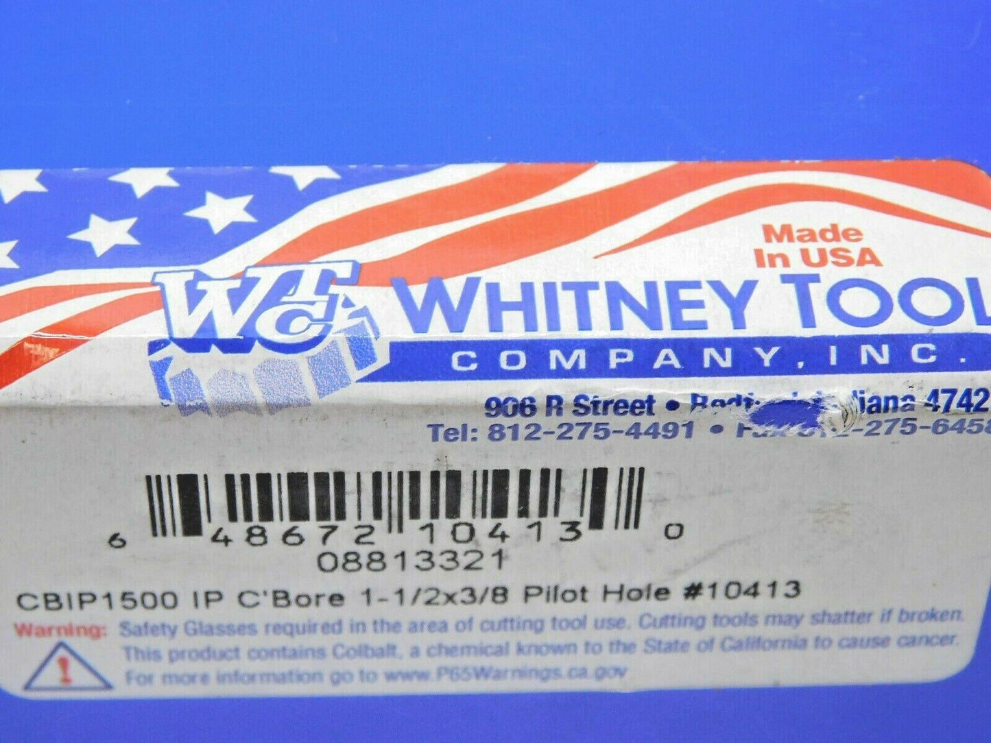 Whitney Tool Interchangeable Pilot Counterbore HSS 1-1/2" Dia 4FL 10413 CBI