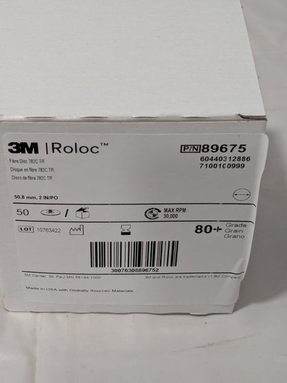3M Fiber Disc: 2" Disc Dia, Quick Change TR (Type III), 80G Box of 50 7100100999