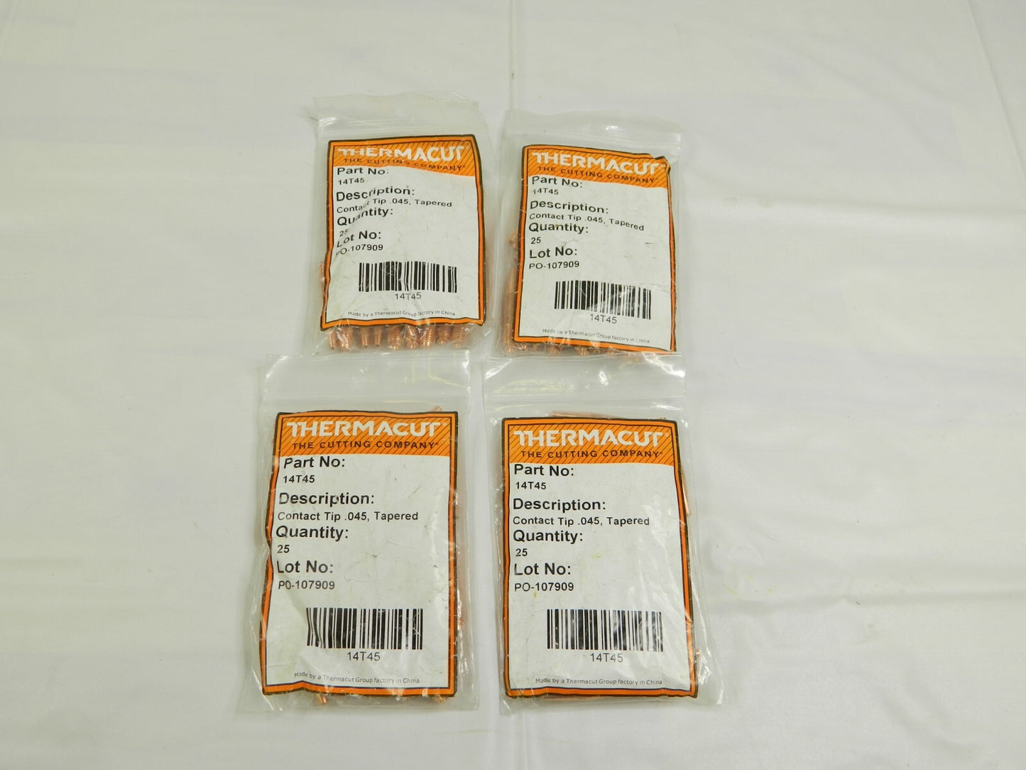 Thermacut MIG Welder Contact Tip: 0.045" Min x 0.045" Max Wire Dia Qty 100 14T45