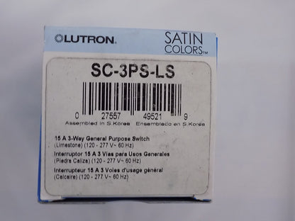 Lutron SC-3PS-LS Satin Coors 3-Way Switch 15A Limestone