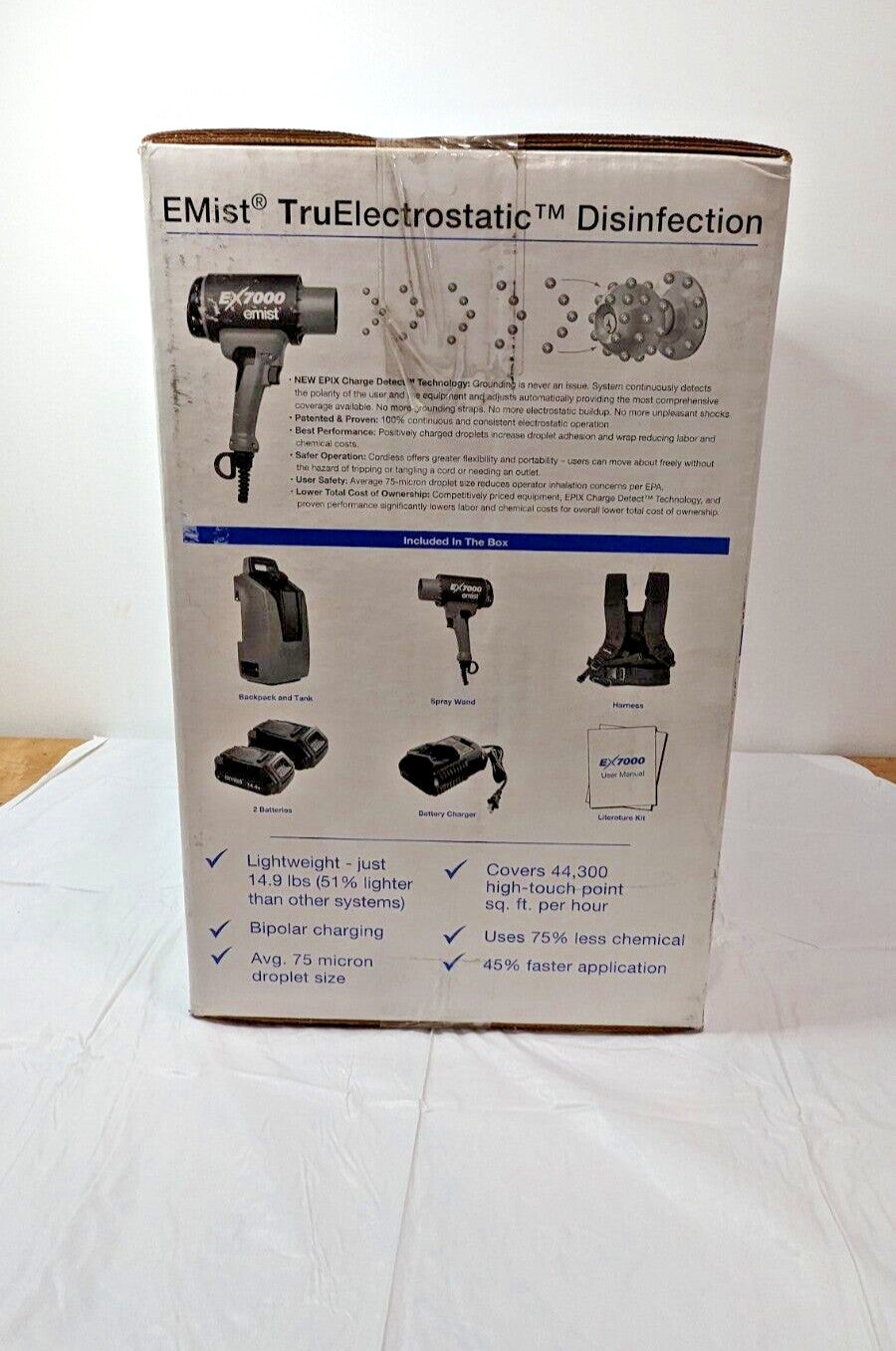 EMist Cordless Backpack Electrostatic Sprayer w/2 Batteries &amp; Charger EX-700