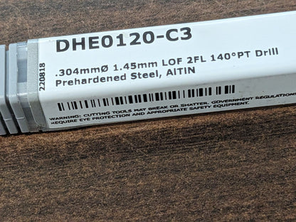HARVEY TOOL Micro Drill Bit 8pk: #83, 140 ° Point, Solid Carbide DHE0120-C3