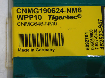 Walter Valenite Carbide Rhombic Inserts CNMG190624-NM6 Grade-WPP10 Box of 10