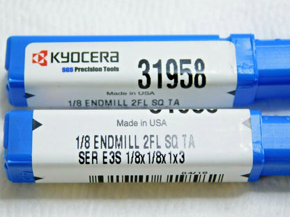 Kyocera SGS Carbide End Mills SQ RH Series 3EL AlTiN 1/8"x1"x3" 2