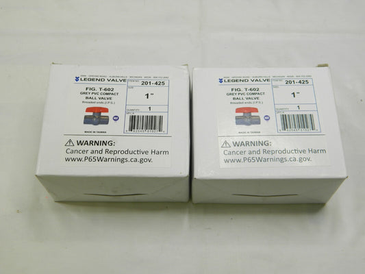 LEGEND VALVE 1″ Pipe, Full Port, PVC Miniature Ball Valve Qty 2 201-425