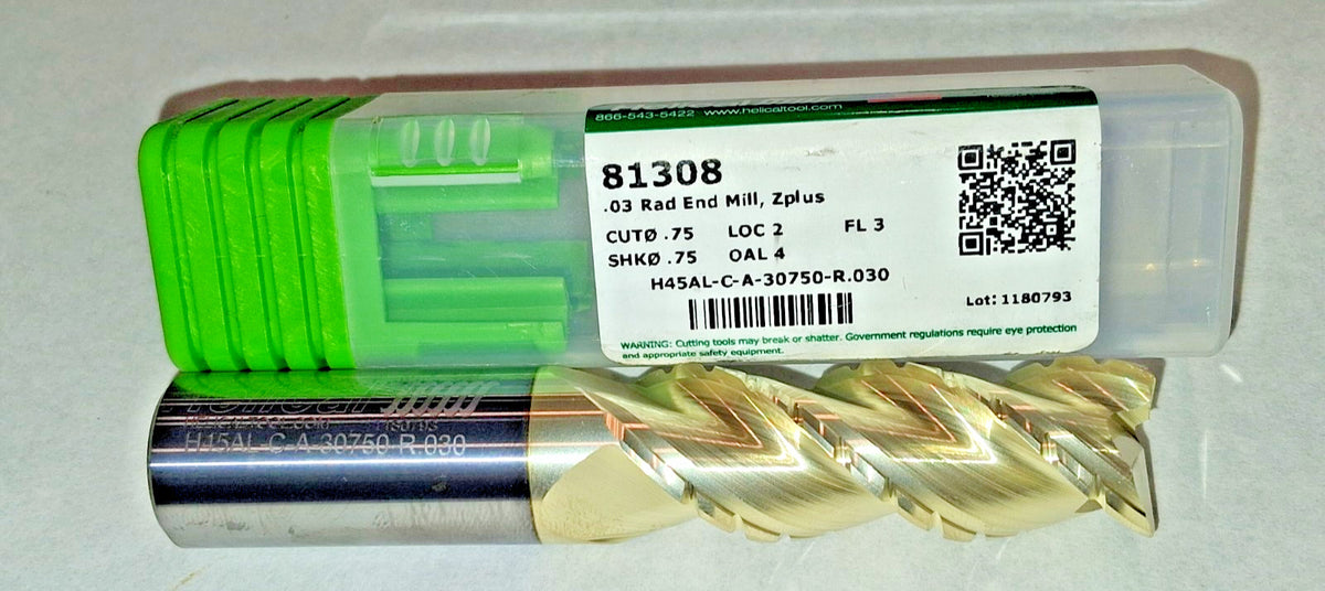 Helical Solutions Carbide Roughing End Mill H45AL-C-R-30750-R.030 81308