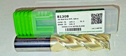 Helical Solutions Carbide Roughing End Mill H45AL-C-R-30750-R.030 81308