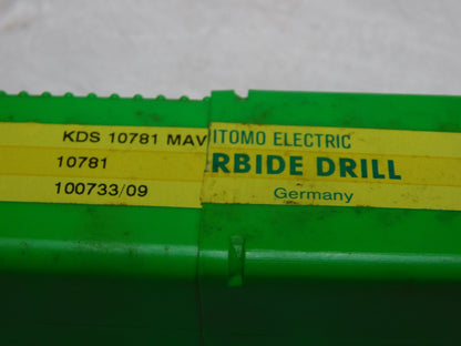 Sumitomo Electric Carbide Tip Coolant Drill 1.0781 Dia 9-17/64 OAL KDS10781MAV