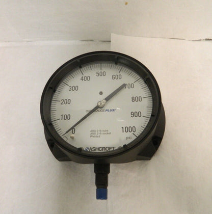 Ashcroft 6" Dial 1/4 Thread 0-1,000 Scale Range Pressure Gauge 601379S02LXLL1K