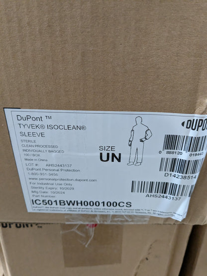 100x Pack Sealed DuPont Tyvek IsoClean 18" Sleeves 5 mil Thick w/ Sterile Certs