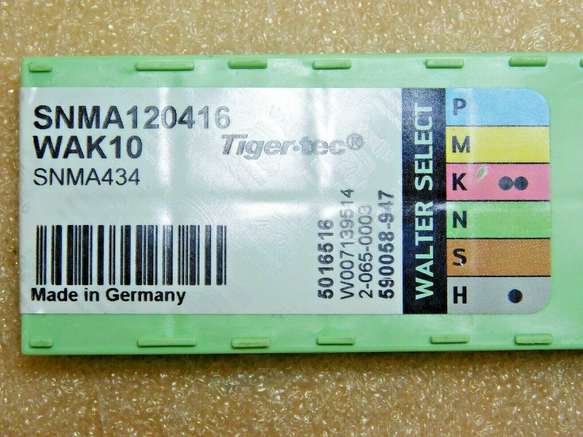 Walter Tiger-Tec Carbide Turning Inserts SNMA120416 Grade WAK10 Qty 10 5016516