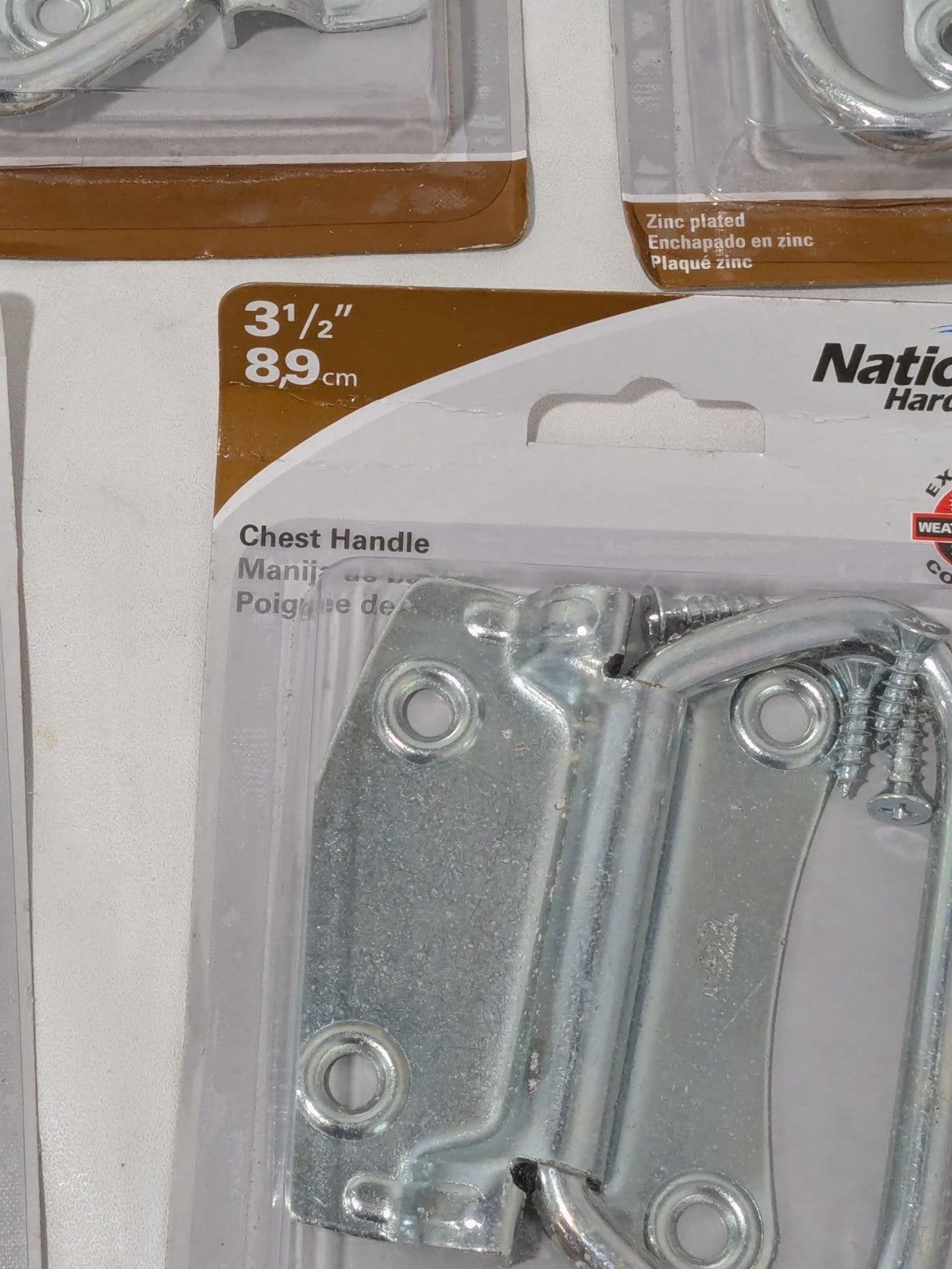 National 3-1/2" Small Box Chest/Door Handle With 4 Screws Box of 5 N117-002