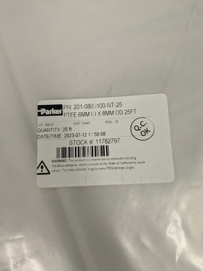 PARKER Nylon Tube: 0.18" ID, 1/4" OD 25ft long NN-4-035-0100