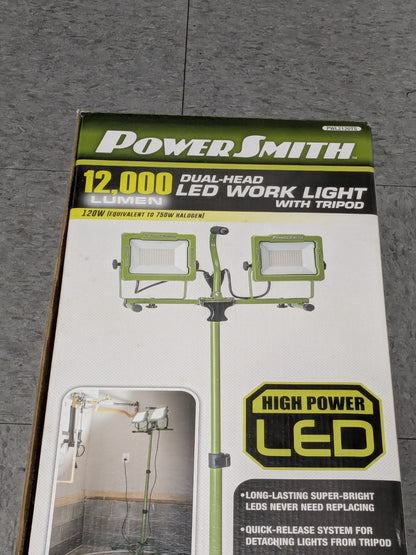 PowerSmith 12,000 Lumen Dual-Head LED Work Light w/ Tripod PWL2120TS