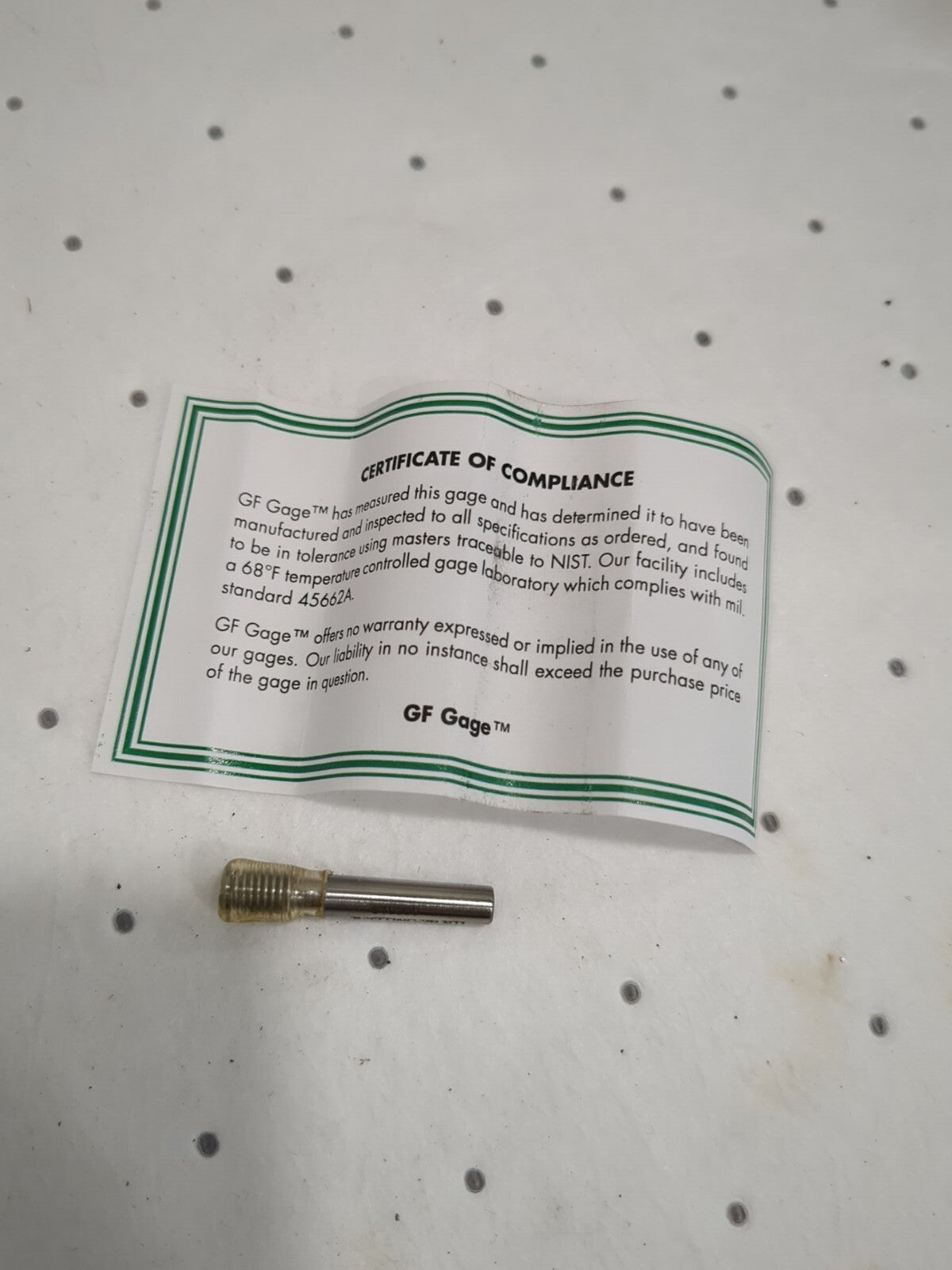 GF GAGE 8-32 Thread Screw Insert Class 2BPlug Thread Insert No Go H0164322BNK