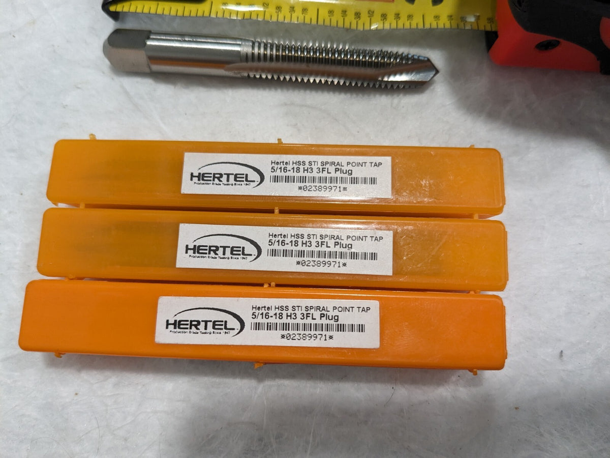HERTEL Spiral Point STI Taps 3pk: 5/16-18 UNC, 3 Fl HSS K007062AS