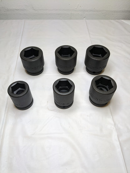 PROTO Deep Impact & Standard Socket Set: 6 Pc 1 to 1-1/2" J73103 INCOMPLETE
