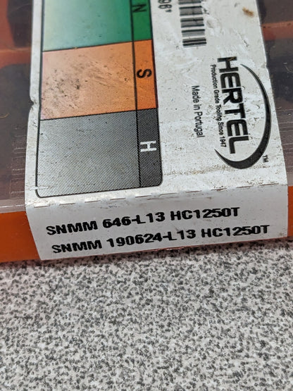 HERTEL Turning Insert: SNMM 646L13 HC1250T, Solid Carbide Qty 10 1002144