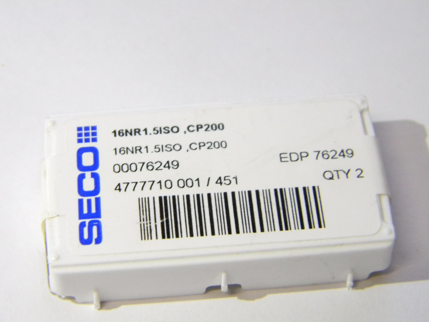 Seco Carbide Threading Inserts 6NR1.5ISO Grade CP200 Qty 2 76249