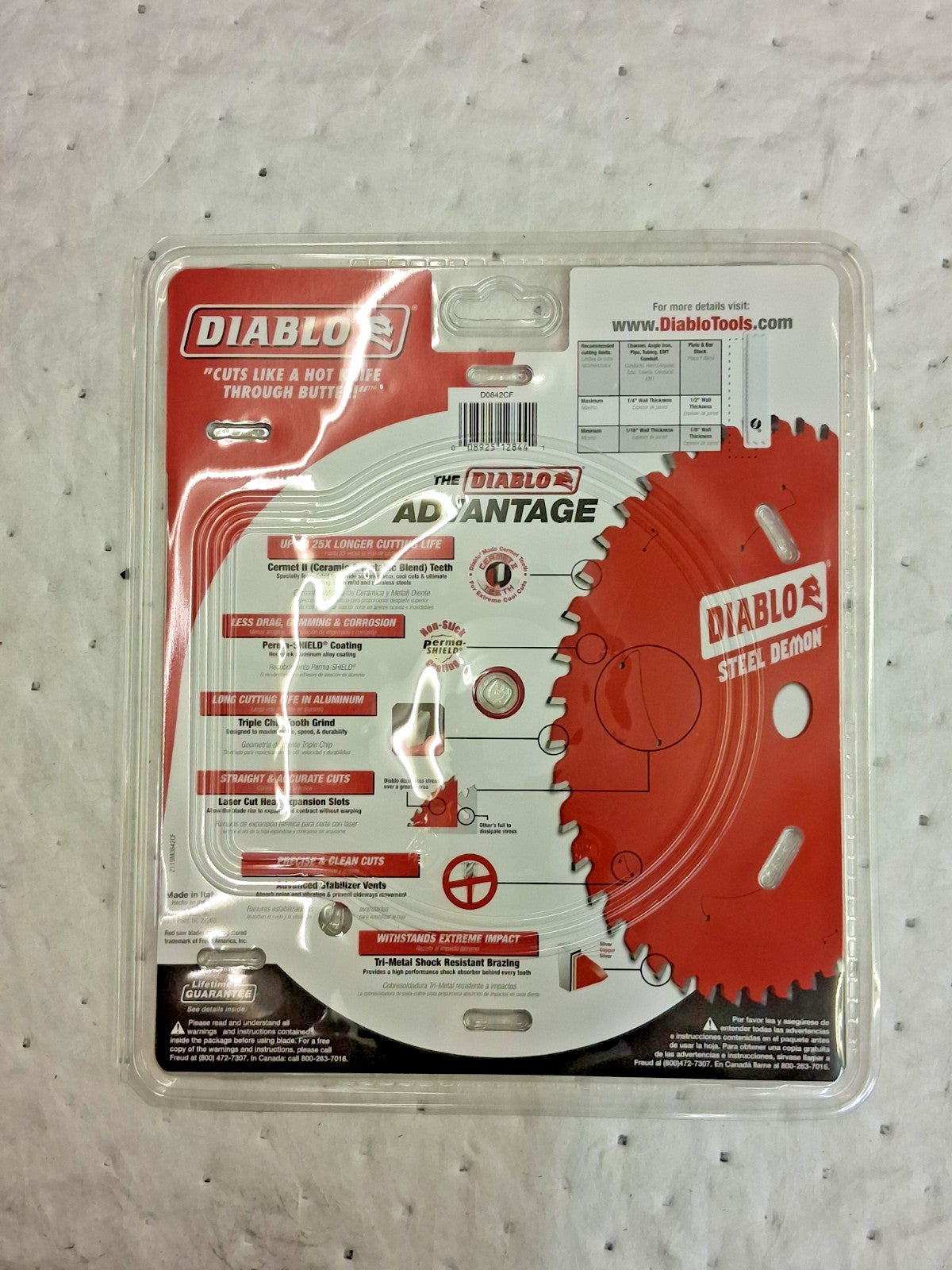 DIABLO Wet & Dry Cut Saw Blade 8" Dia 5/8" Arbor Hole 0.075" Kerf Width D0842CF