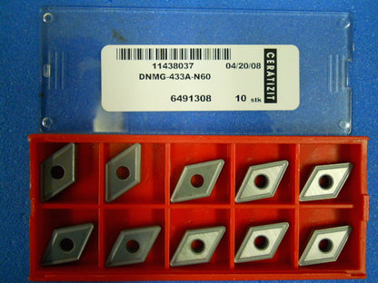 Ceratizit Carbide Inserts DNMG433A Grade N60 Qty. 10 #11438037