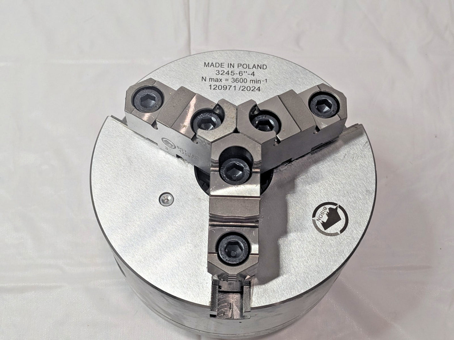 Bison 3 Jaws 6" Diam Self Centering Manual Lathe Chuck D1-4 Mount 7-803-0634