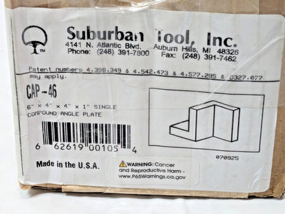 Suburban Tool Steel Precision-Ground Angle Plate 6" X 4" x 4" x 1