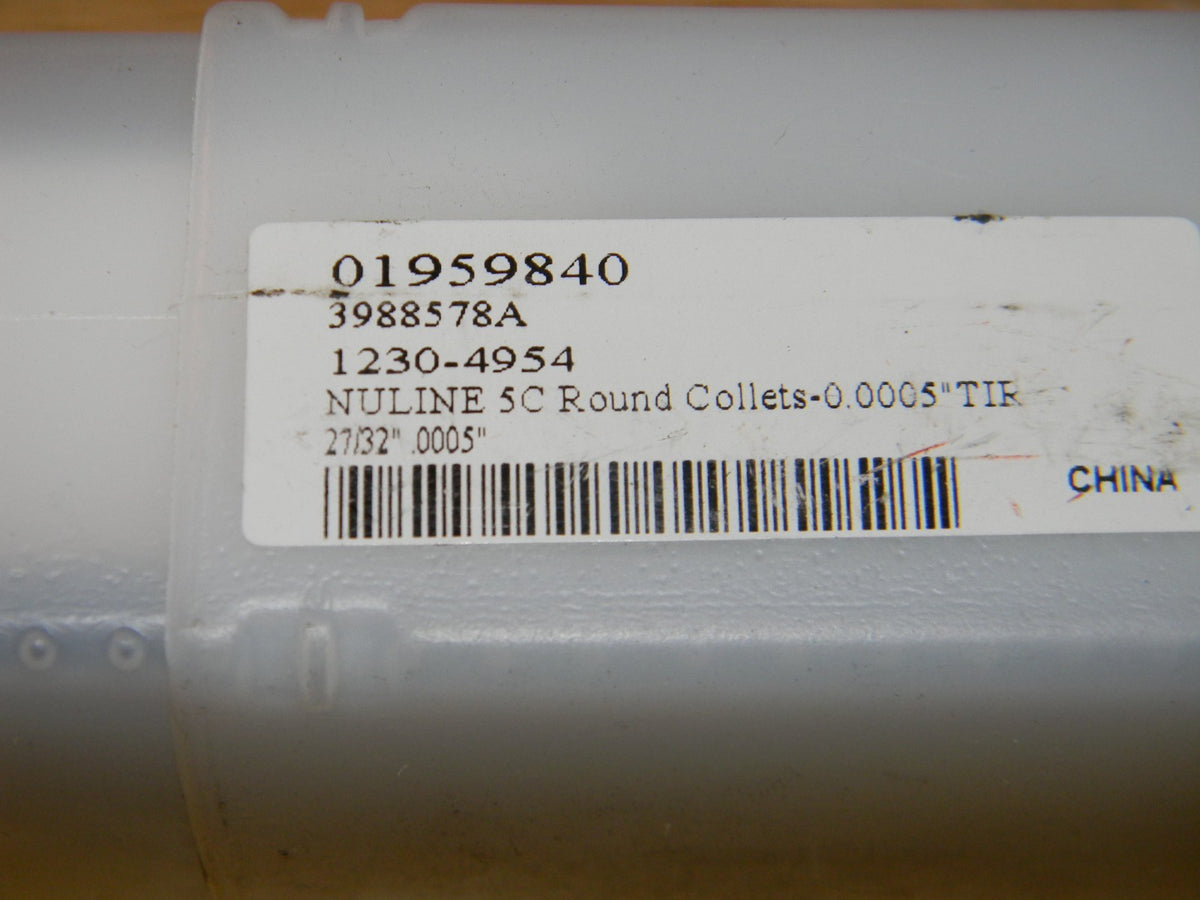 NuLine #1230-4954 27/32" x .0005" TIR Hardened Steel Round Collets QTY