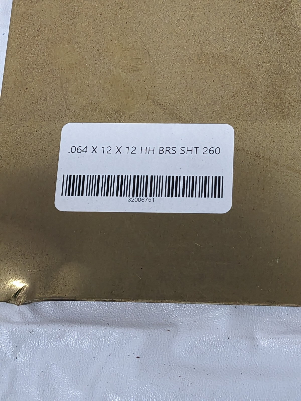 Brass Sheet 0.064 Inch Thick x 12 Inch Wide x 12 Inch Long XCUFLR071611x1