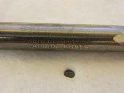 HERTEL Square End Mill: 1/4 Dia, 1/2 LOC, 2 Flutes, Solid Carbide E5022016