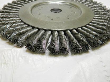 Wheel Brush: 10″ Wheel Dia, Knotted 1″ Hole, Steel, 4,500 RPM 00652081