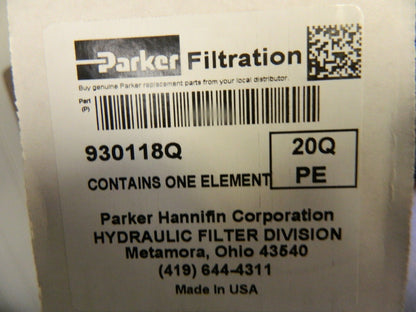 Parker 20 Micron, 3.08" Outside Diam, 8.35" Long, Filter Element 93011