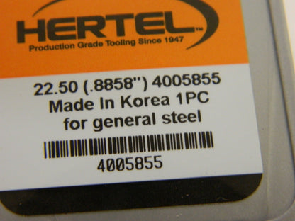 Hertel Series HMD, 22.5mm Diam Grade HC125MD 140° Replaceable Drill Tip