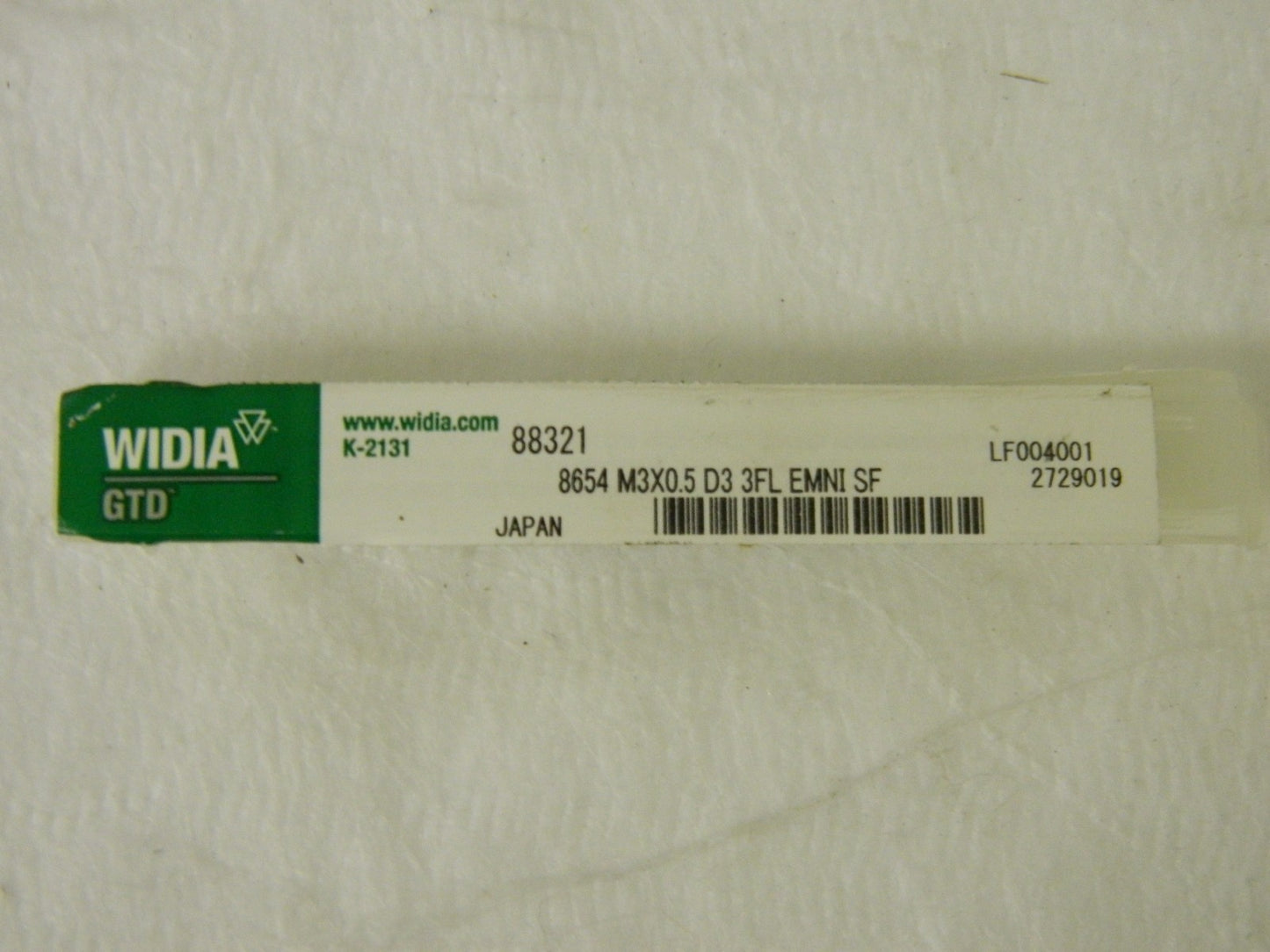 Widia GTD Spiral Flute Tap M3 x 0.5mm D3 3FL Oxide/Nitride HSS 88321