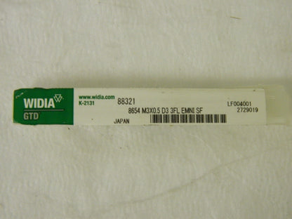 Widia GTD Spiral Flute Tap M3 x 0.5mm D3 3FL Oxide/Nitride HSS 88321