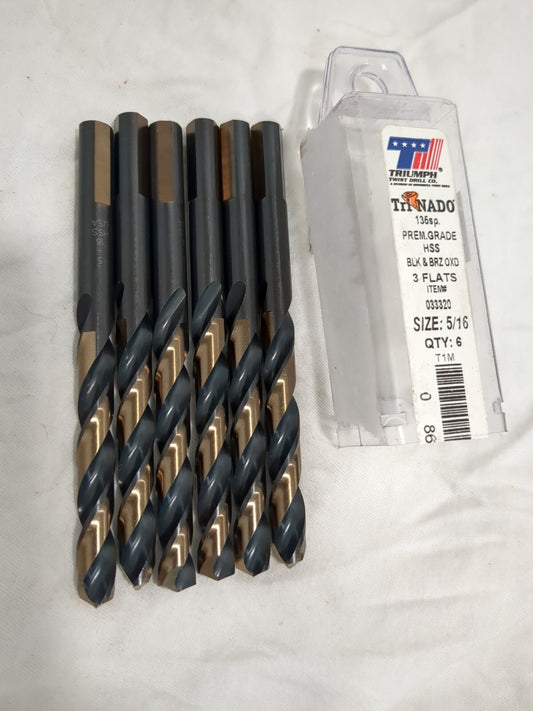 TTD Mechanics Drill Bit 6ct: 5/16" Dia, 135 ° Point HSS 033320
