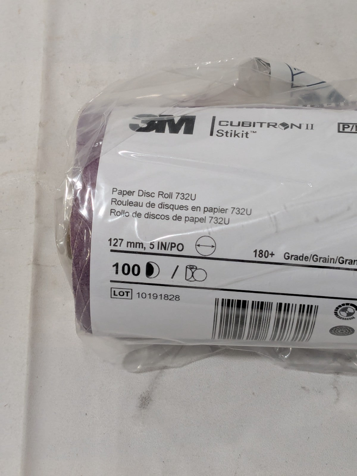 3M 5" Dia PSA Disc Roll: 180 Grit, Premium Ceramic Alumina 7100067209