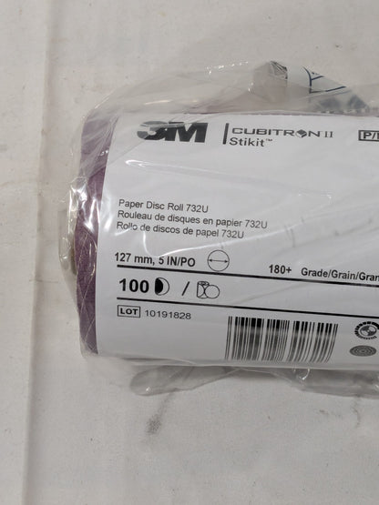 3M 5" Dia PSA Disc Roll: 180 Grit, Premium Ceramic Alumina 7100067209