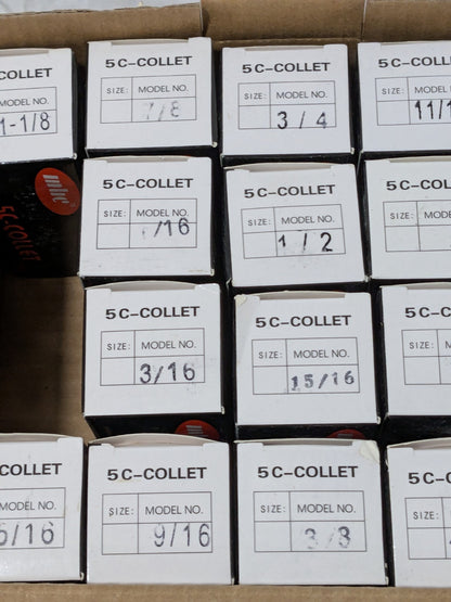 5C Collet Set With Tray: 18 Pc, 1/16 to 1-1/8" Capacity 230-8018