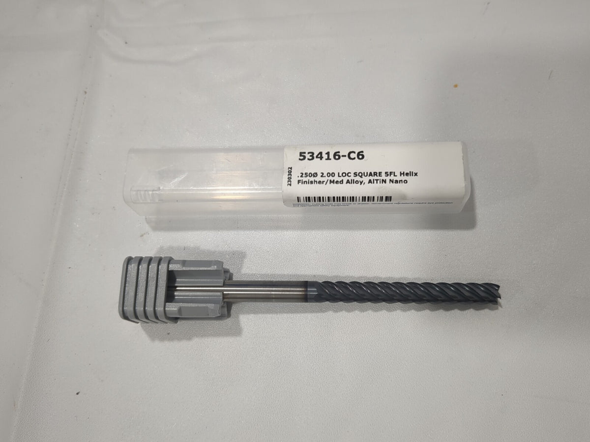 HARVEY TOOL Square End Mill: 1/4" Dia 5 Fl Solid Carbide 53416-C6